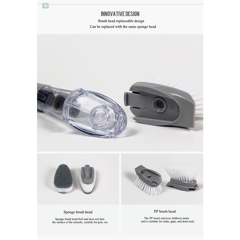 Bàn chải chà nồi chảo tự động có tay cầm dài / Cọ rửa chén bát đa năng tay cầm dài