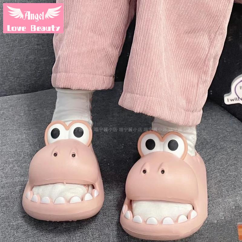 [Hàng Có Sẵn]~ Dép Lê Đi Trong Nhà Đế Mềm Dày Chống Trượt Hình Đầu Khủng Long Dễ Thương Mùa Hè