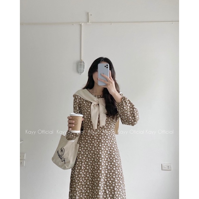 [HÀNG SẴN]VÁY-ĐẦM HOA NHUNG VINTAGE K.ER CỔ TRÒN CÓ DÂY THẮT EO HÀNG QUẢNG CHÂU | BigBuy360 - bigbuy360.vn