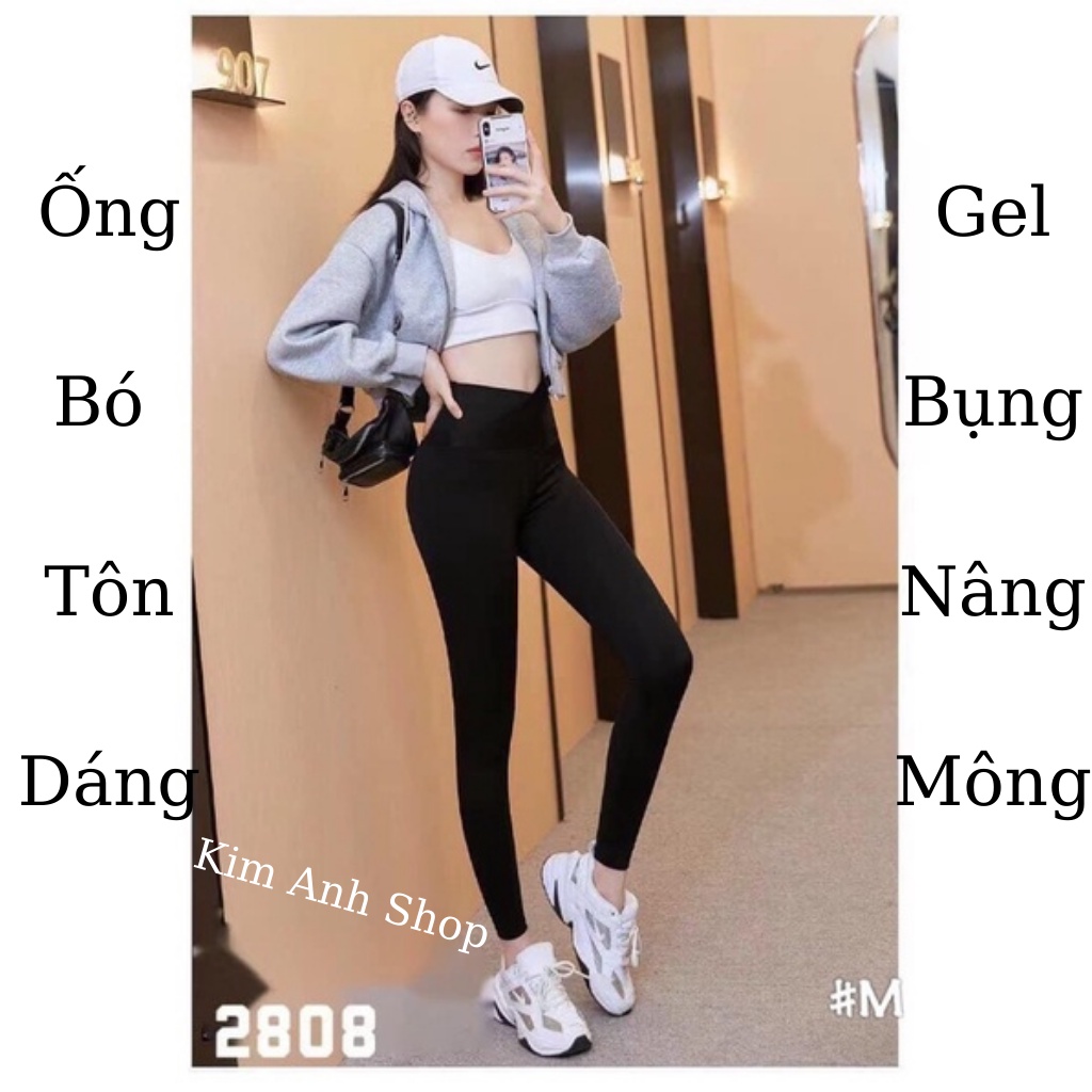 Quần Legging Nữ⚡Tôn Dáng⚡Quần Legging Cạp Cao Gel Bụng Chất Cotton Co Dãn 4 Chiều Mã L02_Kim Anh Shop