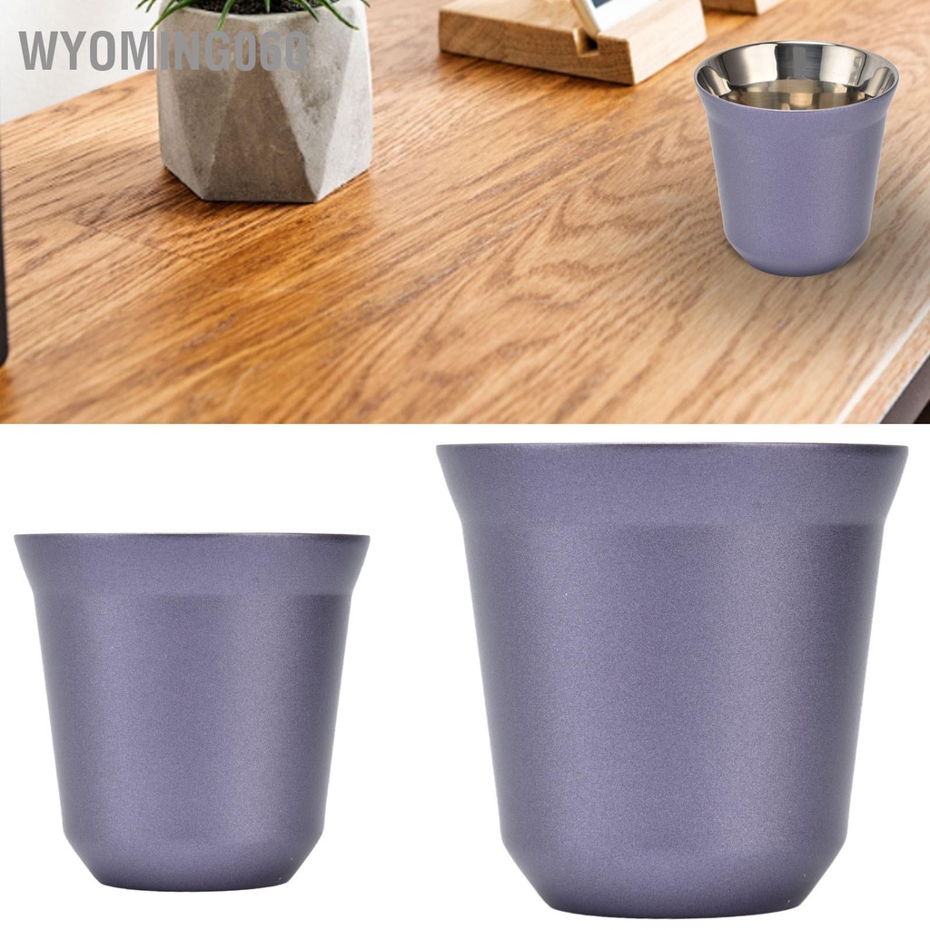 Wyoming060 Double Layer Coffee Cup Stainless Steel Mug Purple Heat Insulation Water for Household