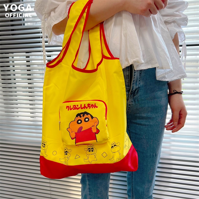 Túi Tote Đeo Vai In Hoạt Hình Shin-Chan Xiaobai Zuoguemon Dạng Gập Chống Thấm Nước Thân Thiện Với Môi Trường
