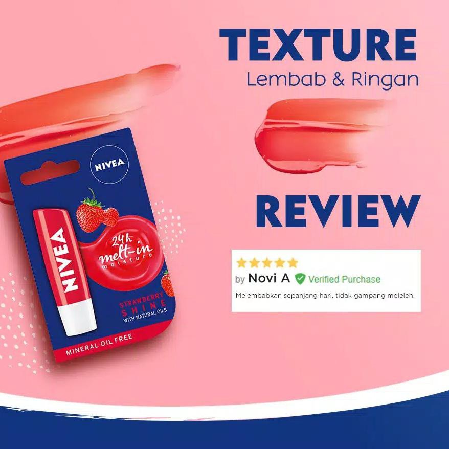 (Hàng Mới Về) Son Dưỡng Môi Chiết Xuất Dâu Tây NIVEA 4.8gr / 5.5ml / 24h NIVEA | BigBuy360 - bigbuy360.vn