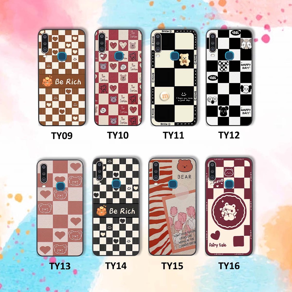 Ốp Vivo U10 / Y12 / Y15 / Y17 gấu Bear rick caro vuông thời trang siêu đẹp