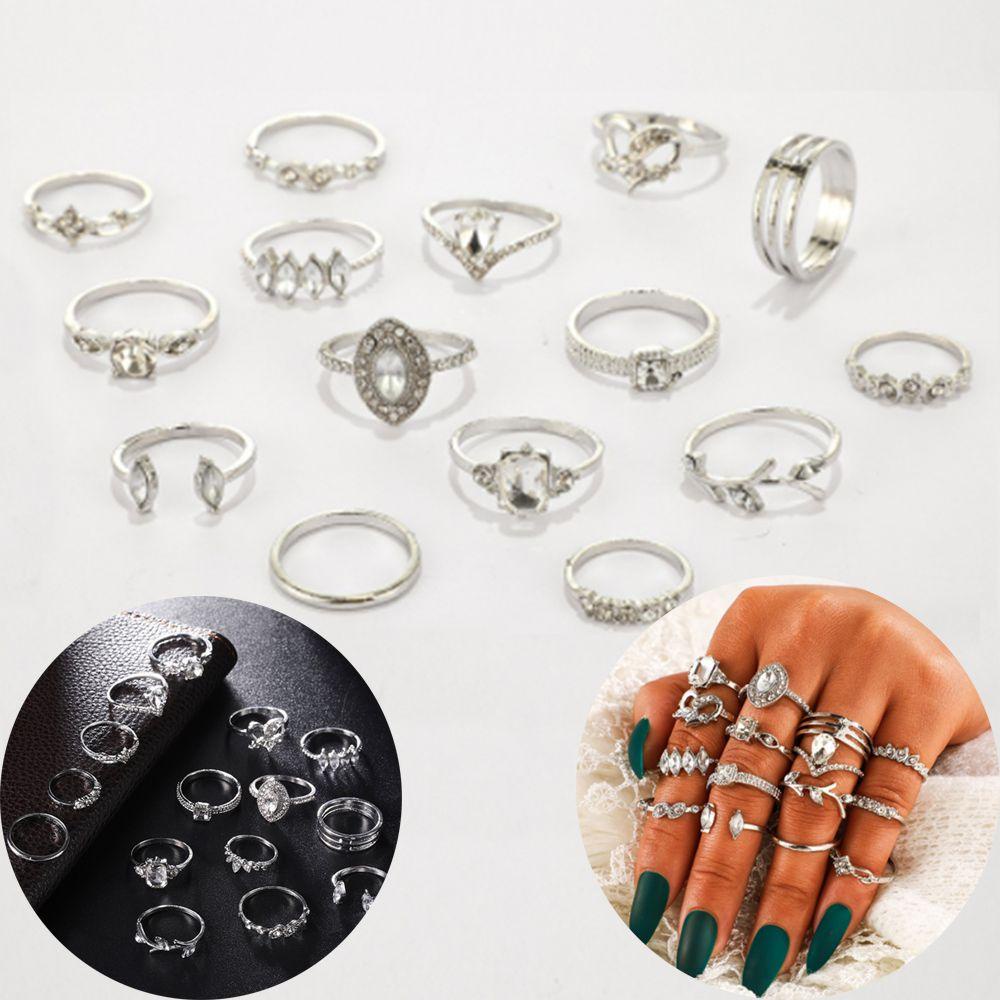 EUCA Bộ 15 Nhẫn Bạc Thời Trang