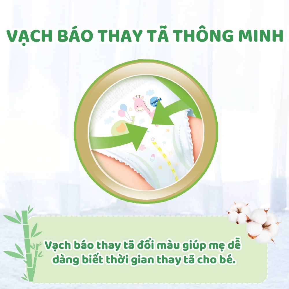 Thùng 3 gói Tã/bỉm Quần/Dán Molfix thiên nhiên bông Organic NB-1 90+10/ S80+8 / M76+8 / L68+8 / XL62+8 / XXL56+8