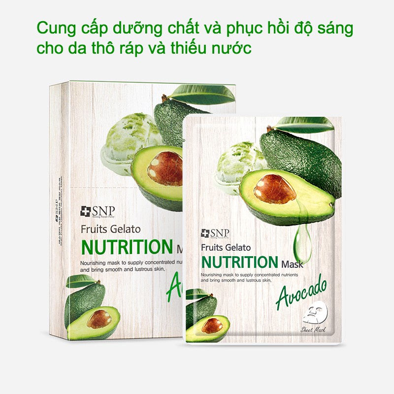 Mặt Nạ Trái Cây SNP Fruits Gelato Chứa Tinh Chất Trái Cây Xay Đông Lạnh Phục Hồi Độ Căng Mịn Dưỡng Trắng Da - 5 Loại