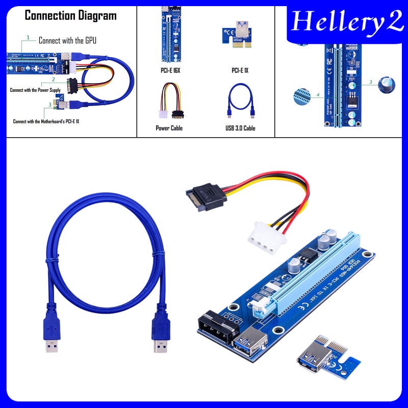 Card PCI-E VER006S PCIE 1X Sang 16X USB 3.0 SATA Cho Bitcoin 4pin