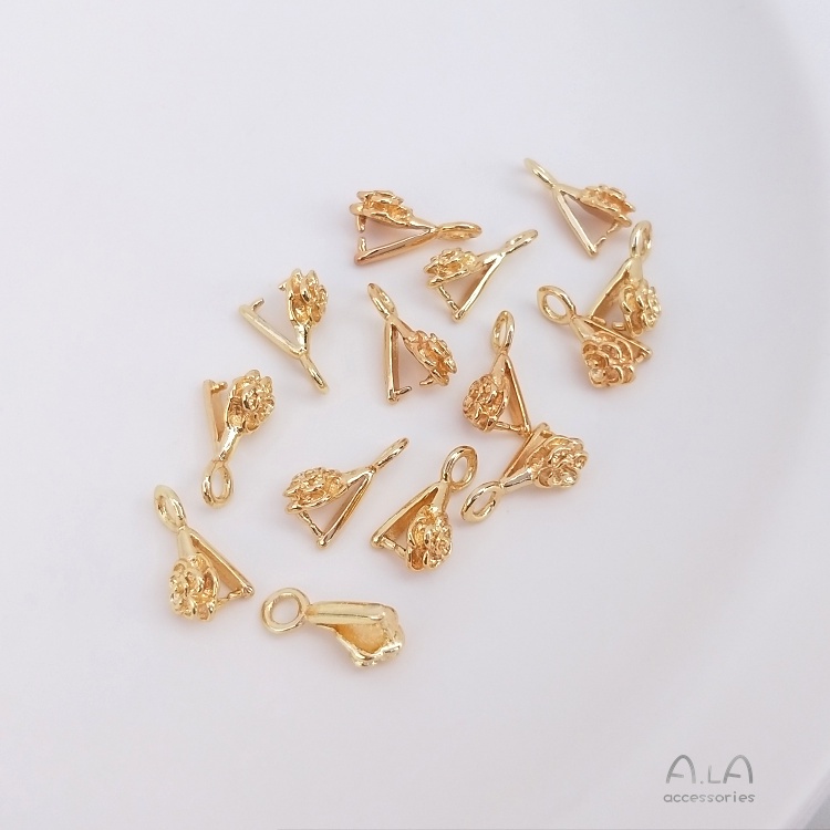 Dây Chuyền Mạ Vàng Hồng 14K Mặt Hình Bông Hoa Xinh Xắn Cho Nữ