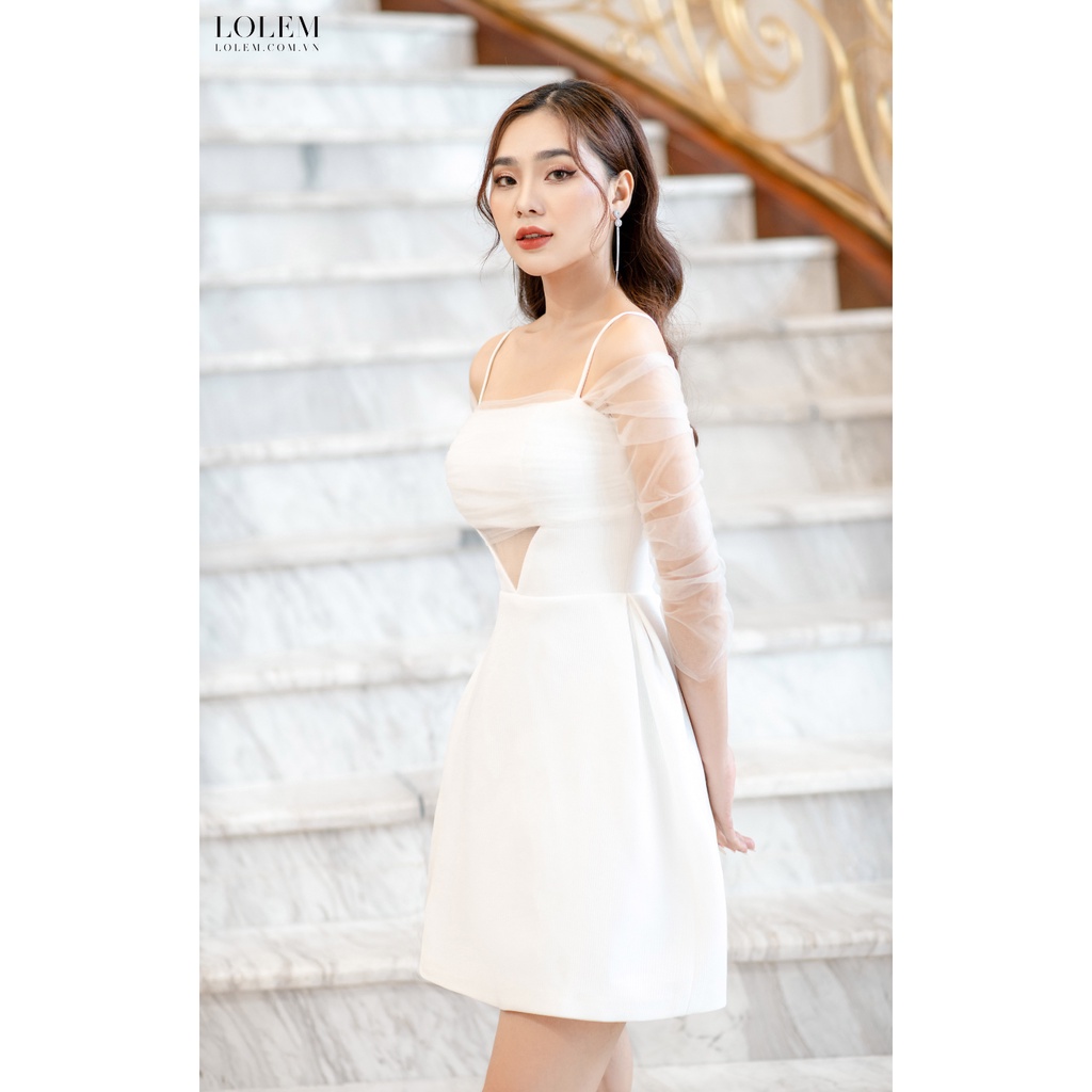 Đầm chữ A LOLEM DX362 cut out thân trước tay phối lưới phá cách