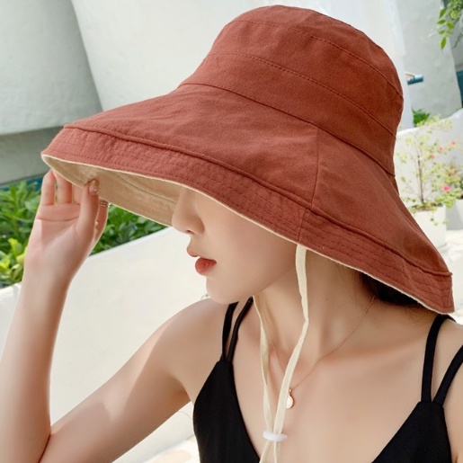 Mũ rộng vành chống nắng chống uv cao cấp, nón chống nắng nữ đội 2 mặt thời trang