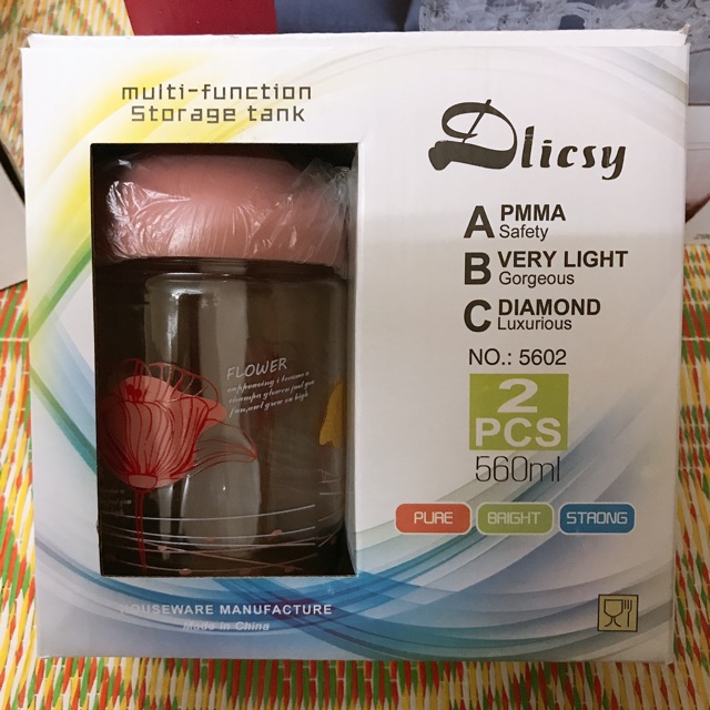 Bộ gia vị thuỷ tinh 2 món 560ml 2 màu