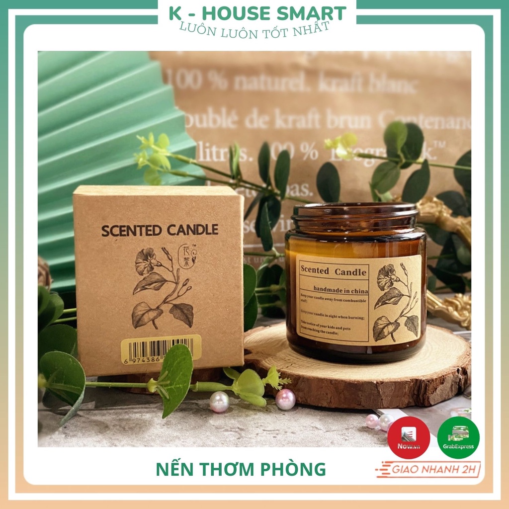 Nến thơm phòng tinh dầu không khói đẹp, nến thơm sáp đậu nành scented candle K-House Smart