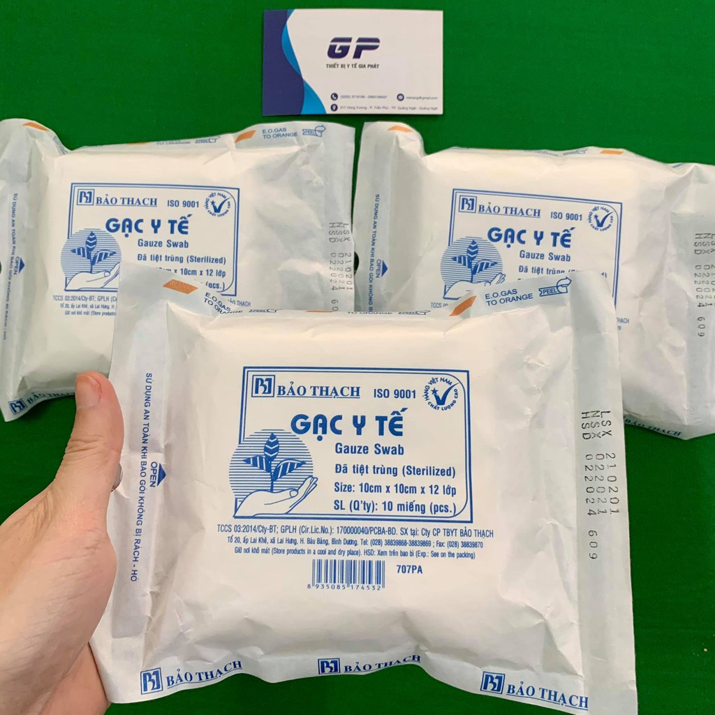 Gạc Bảo Thạch vô trùng đủ size dùng trong phẫu thuật thẩm mỹ, băng bó vết thương