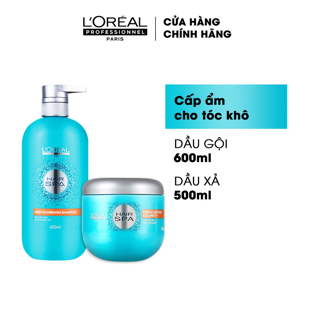 Combo dầu gội & dầu hấp cấp ẩm cho tóc khô L'Oréal Professionnel Hair Spa