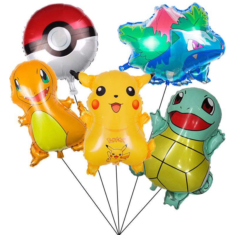 Set 5 Bong Bóng Lá Nhôm Họa Tiết Hoạt Hình Pokemon Trang Trí Tiệc Sinh Nhật Cho Bé