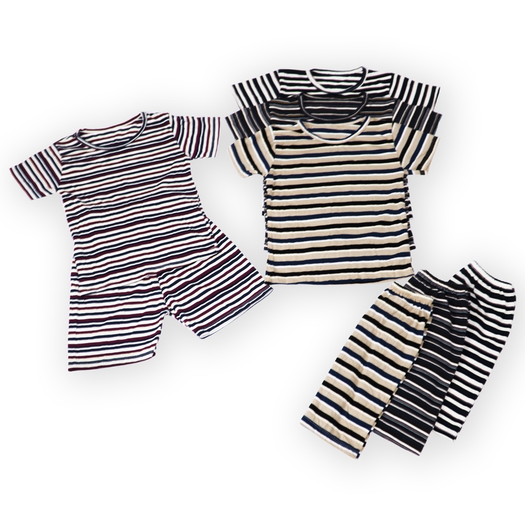 Bộ quần áo trẻ em MIMYKID sọc ngang kiểu lửng vải cotton 100% thun dày mịn mát co giãn tốt, set đồ cho bé từ 4-16kg