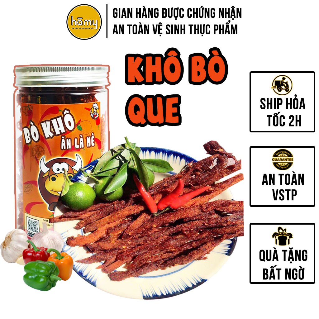 Khô bò que đóng hũ 250g đồ ăn vặt Hà My | BigBuy360 - bigbuy360.vn