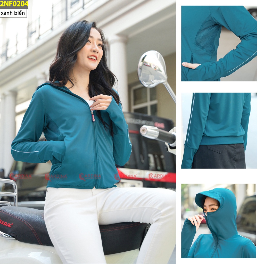 Áo chống nắng nữ CARDINA 2 lớp chất thun lạnh cao cấp, có né trẻ trung, chống tia UV an toàn cho da
