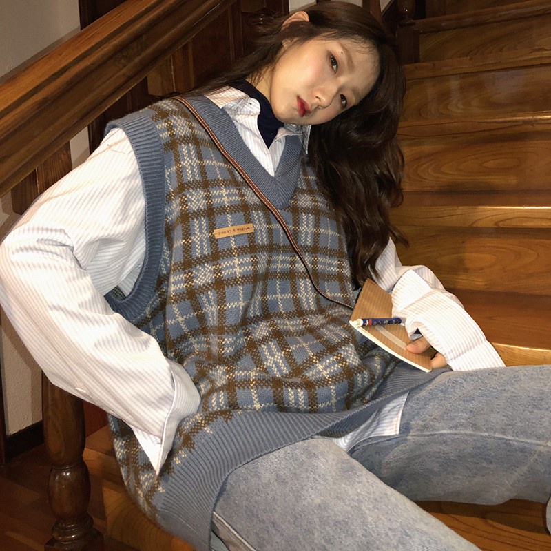 [Hàng nhập] Áo khoác len không tay cổ chữ V thời trang cổ điển cho nữ 07