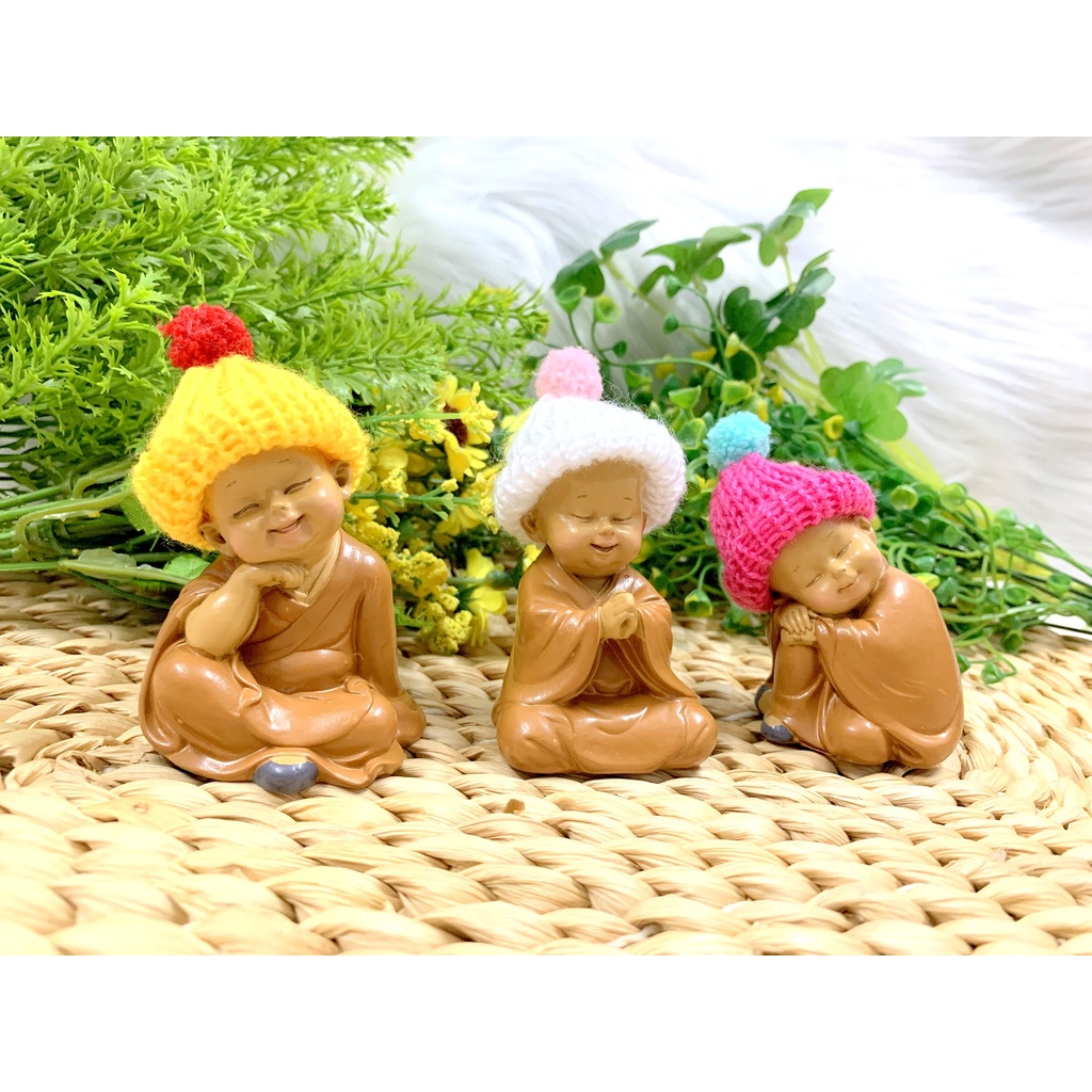 Bộ 3 Chú Tiểu Ấn Độ Hoan Hỉ Tài Lộc Nón Len ( Hình Thật + Video Thật )