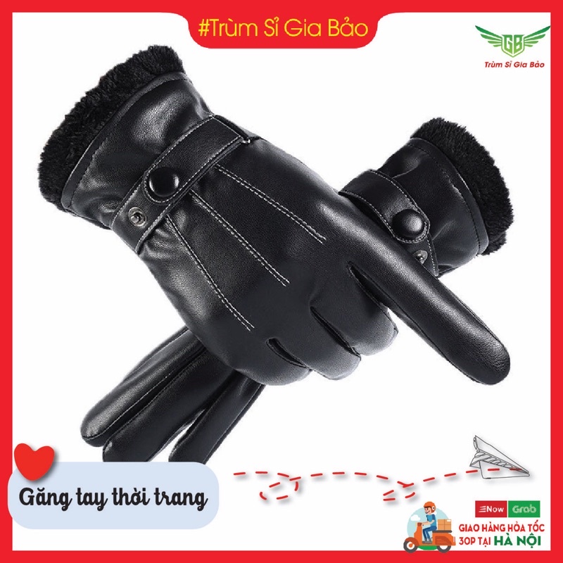 Găng tay da nam nữ giữ ấm mùa đông , bao gang lót nỉ đi xe máy chống nước , chống lạnh bảo hành 12 tháng