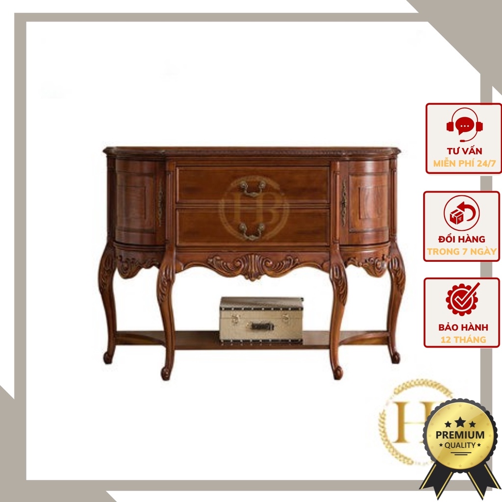 Tủ thấp - kệ bán nguyệt gỗ sồi tự nhiên phong cách tân cổ điển sang trọng tinh tế KCS-180723-NAU-HR-1.2m