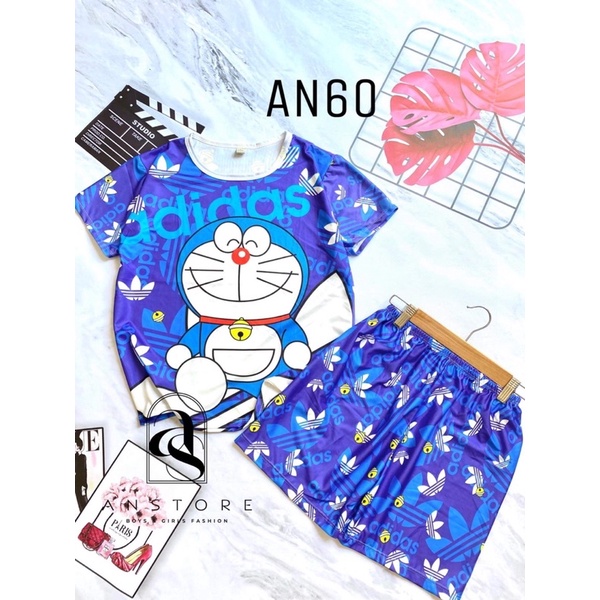 Bộ thun lạnh 3D quần đùi cho bé trai/gái