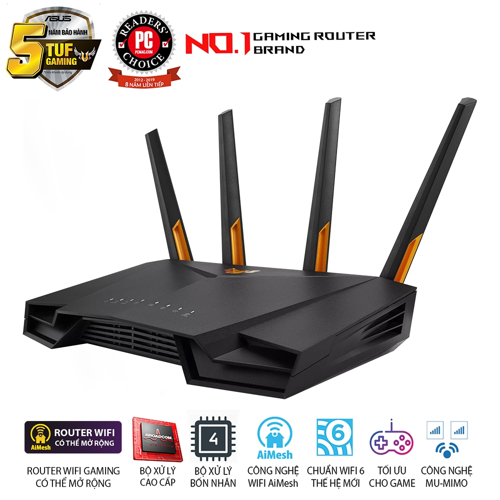 ASUS TUF GAMING AX4200  Wifi AX4200 2 băng tần, router WiFi gaming có thể mở rộng, USB 3.2