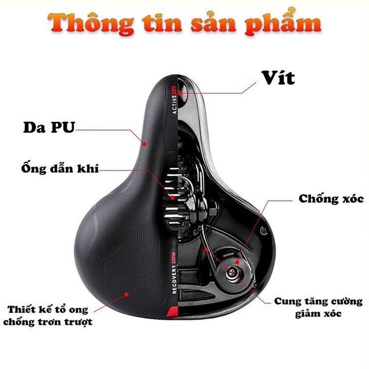 Yên xe đạp thể thao siêu êm chống nước, yên xe đạp Active thoáng khí có phản quang