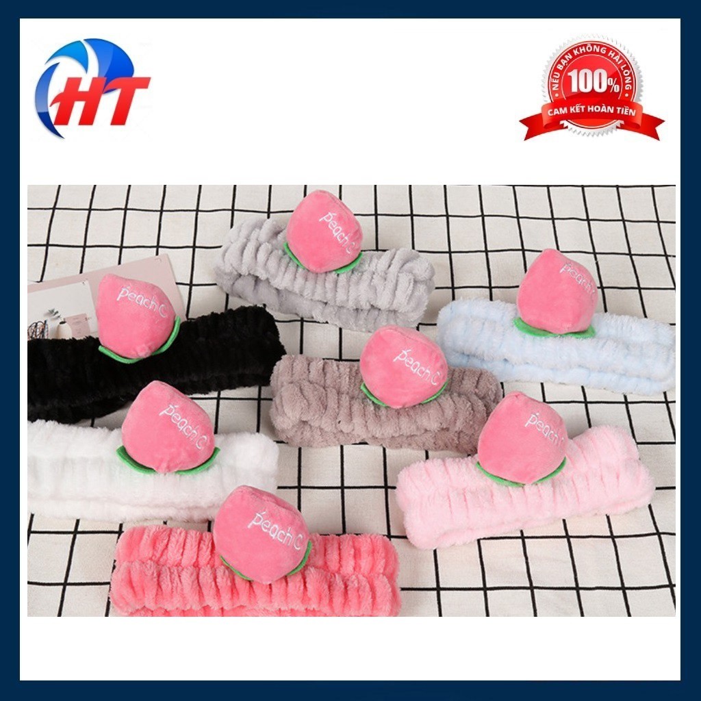 Băng đô turban quả đào 🍑 3D vải bông xù (Giao màu ngẫu nhiên)