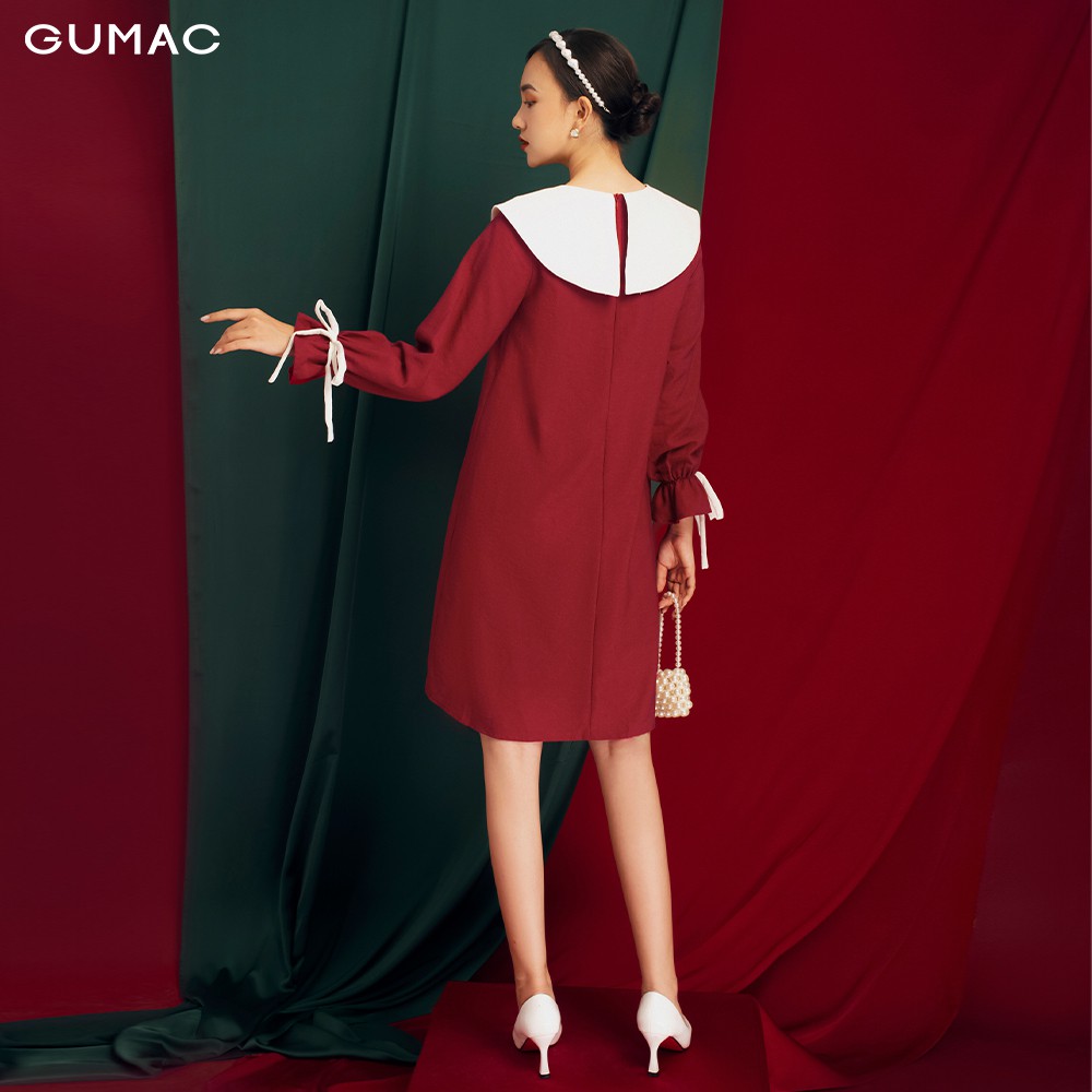 Đầm suông nữ mới đẹp thêu lá GUMAC thời trang nữ màu đỏ cực quyến rũ đủ size DB1156 | BigBuy360 - bigbuy360.vn