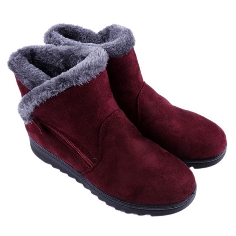 Casual Winter Mother Shoes Women'S Ankle Boots Fashion Flat Warm Boots