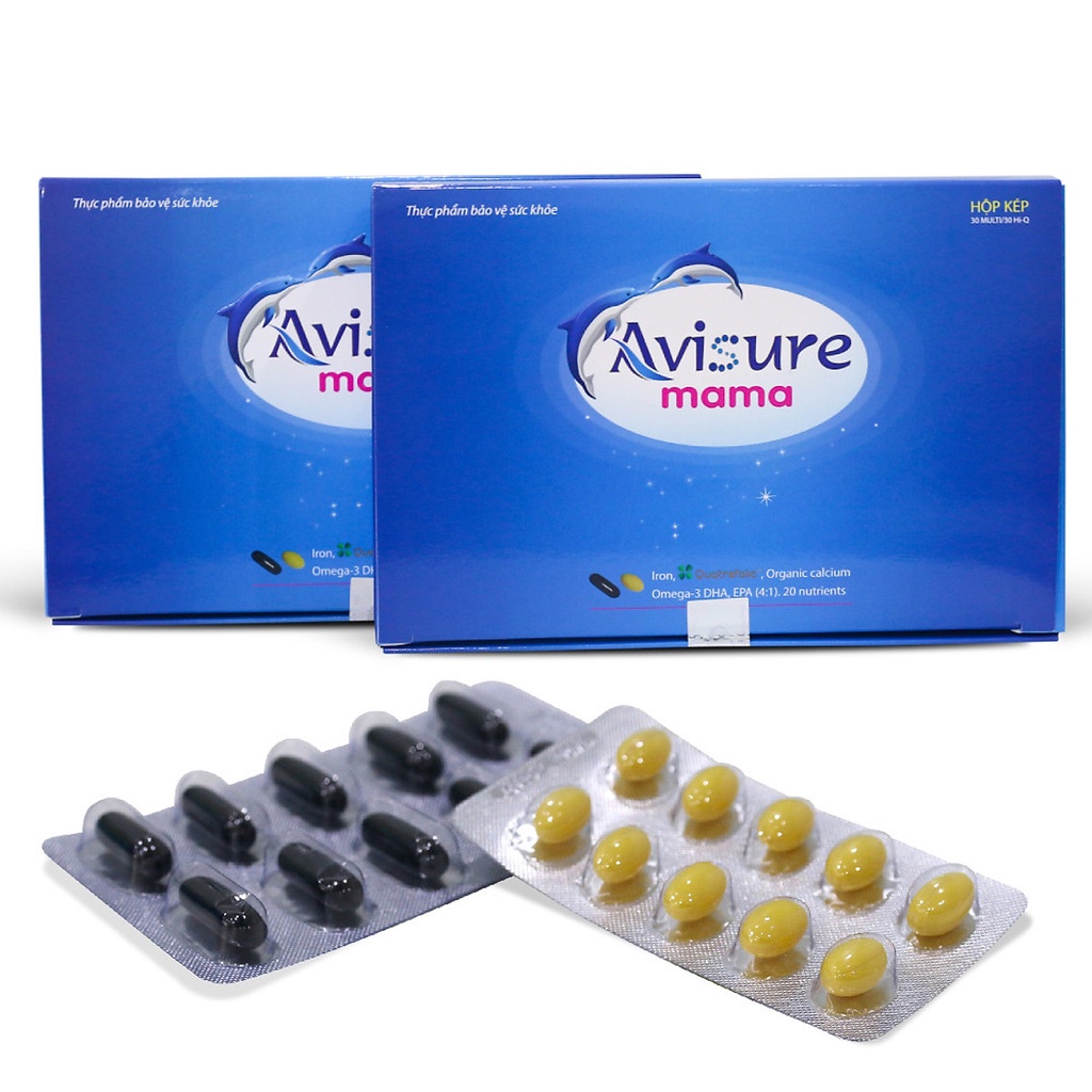 Avisure mama hộp kép 60 viên (2 hộp x 30 viên) vitamin tổng hợp cho mẹ bầu