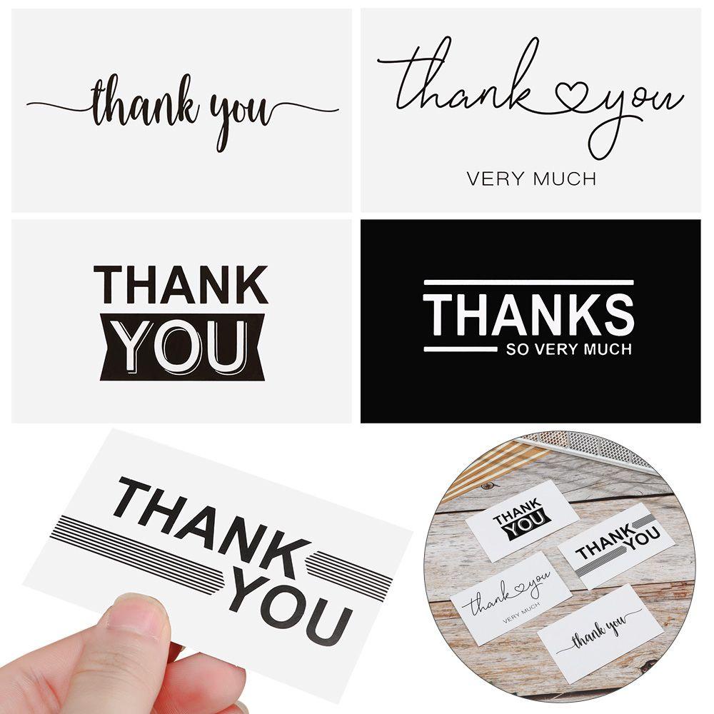 LETTER 50PCS Online Retail Greeting Labels Small Business Appreciation Cardstock Thank You Cards Packaging Decoration Gift Wrapping Black White 2.1x3.5 Inch DIY Postcards
