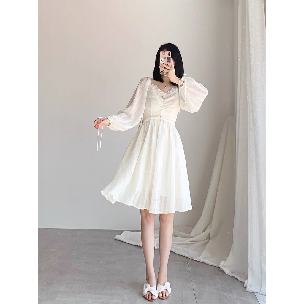 Váy tiểu thư ulzzang khuy ngọc cao cấp - V13 – Blue Girl-[Mã SKAMCLU10 giảm 7% tối đa 20K CÓ FEEDBACK] | BigBuy360 - bigbuy360.vn