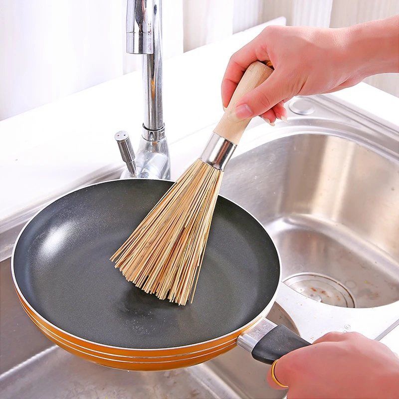 【Ưu đãi đặc biệt trong thời gian có hạn + giao ngay】Bàn Chải Vệ Sinh Nồi Bằng Gỗ Tre Cán Dài Tiện Lợi