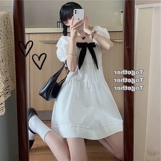 [SẴN + FREESHIP] Váy babydoll tay bồng nơ ngực tiểu thư hàng đẹp