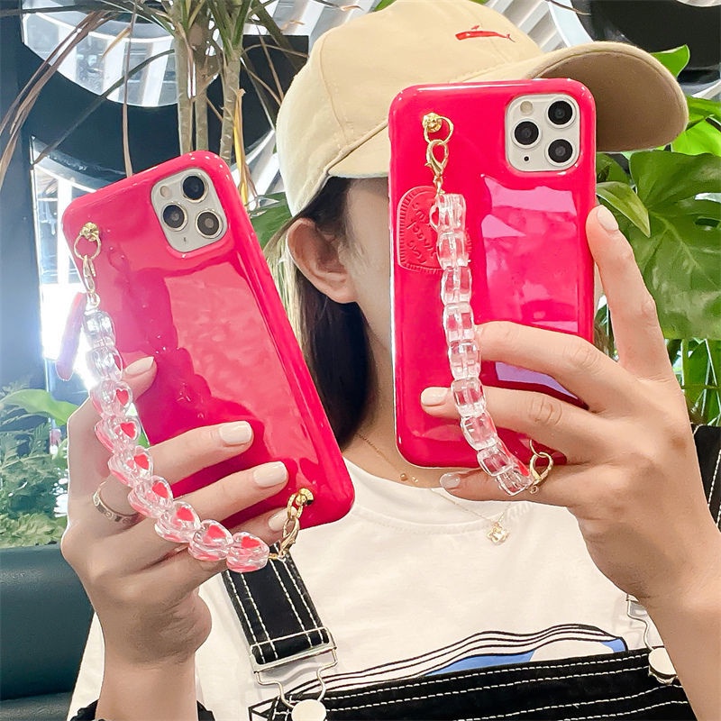 Ốp điện thoại mềm phối vòng đeo tay hình trái tim phong cách hàn quốc dành cho iphone 11 12pro 6s 7 8 plus 