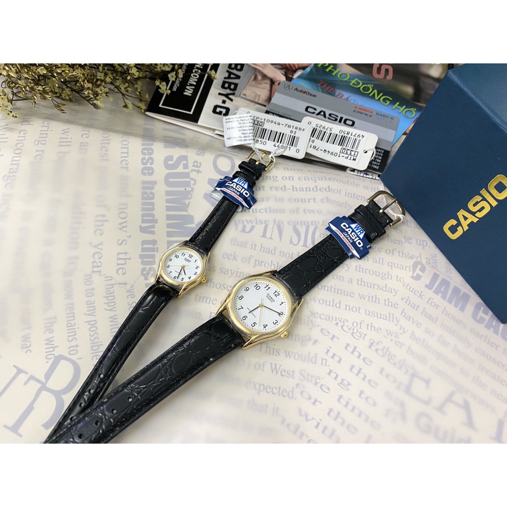 Đồng hồ đôi nam nữ dây da Casio Anh Khuê MTP/LTP 1094Q-7B1