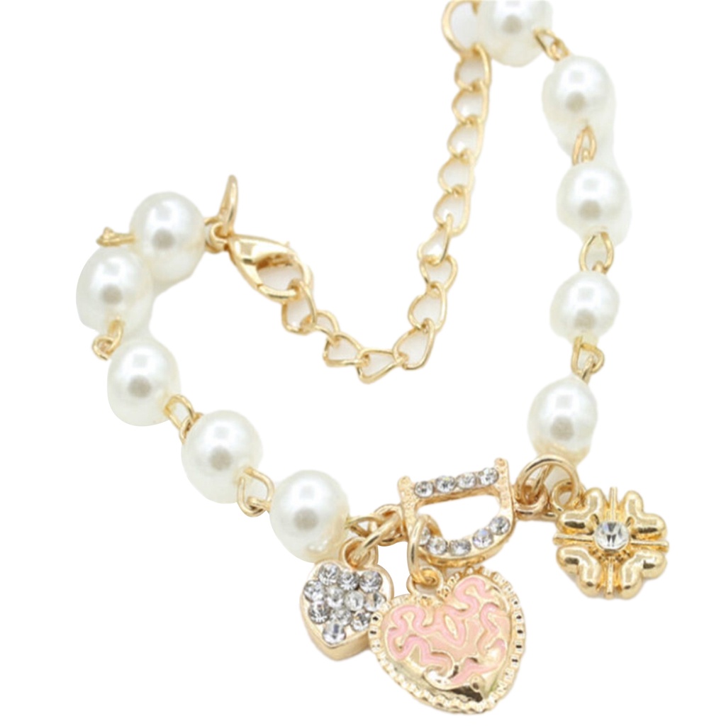 Lắc tay ngọc trai họa tiết trái tim xinh xắn cho nữ