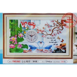 Tranh đính đá đồng hồ vợ chồng YN5363