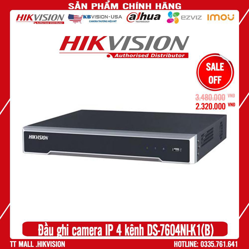 Đầu ghi hình IP 4 kênh vỏ sắt Hikvision DS-7604NI-K1(B) HÀNG CHÍNH HÃNG