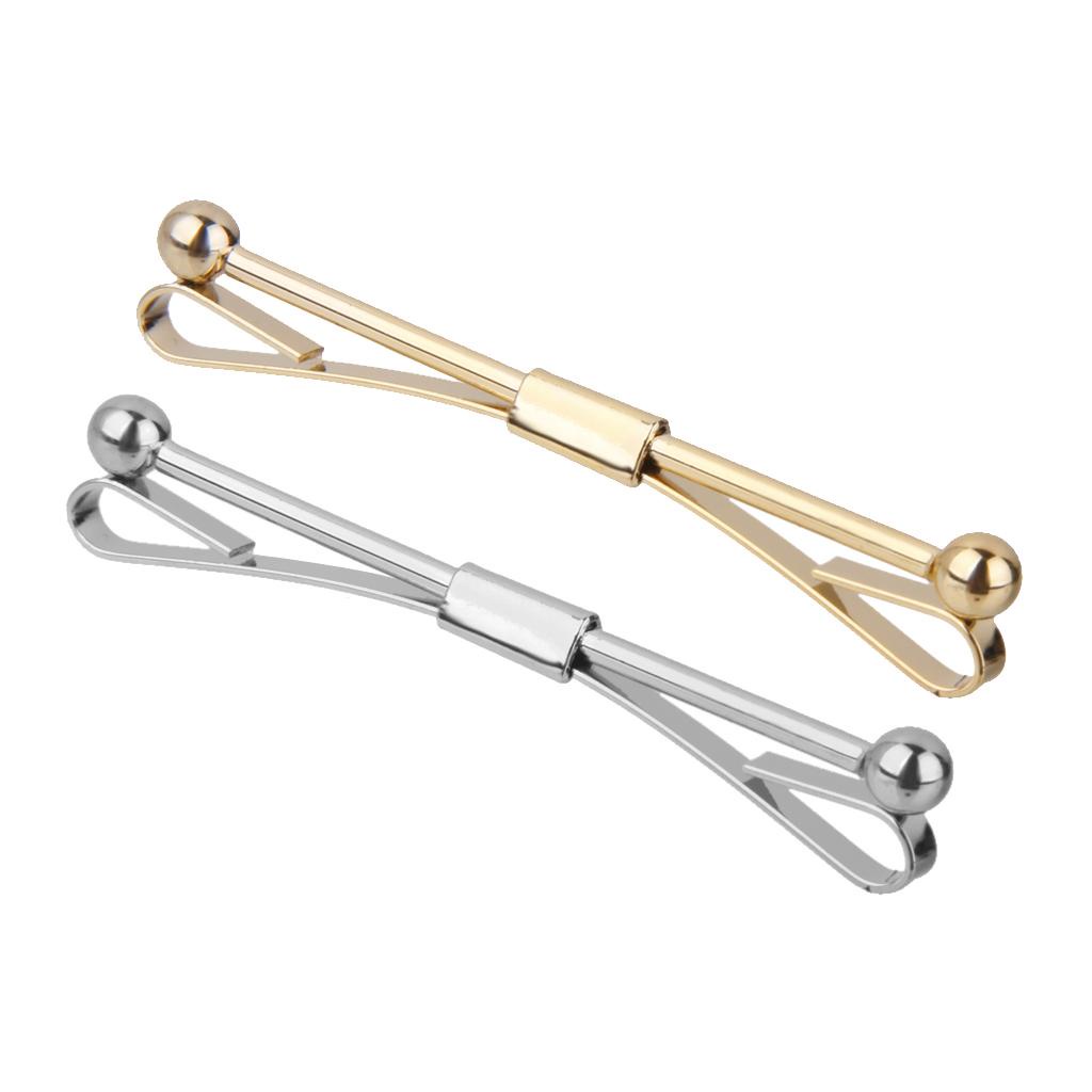 Set 2 Kẹp Cà Vạt Màu Vàng / Bạc Thời Trang Cho Nam