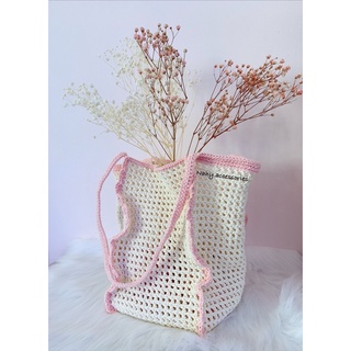 Túi đáy vuông đan móc thủ công phong cách nữ tính Hàn Quốc