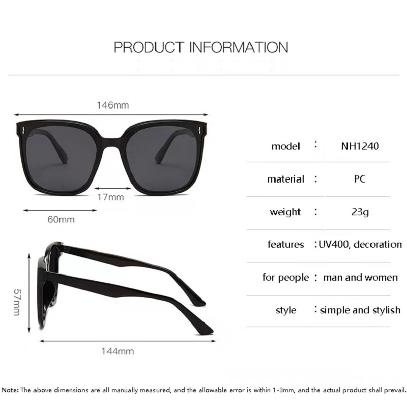 Kính Mát Gọng Vuông Oversize Chống Tia UV400 Thời Trang Cho Nữ