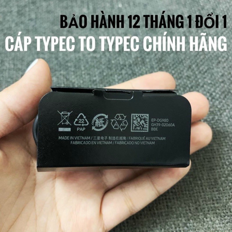 Cáp sạc nhanh Type C to Type C, Dây sạc 2 đầu Type C chính hãng siêu bền bảo hành 12 tháng