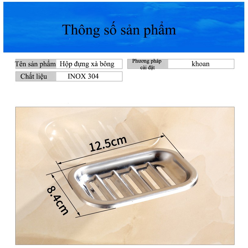 Kệ để xà bông, xà phòng chất liệu INOX 304 sáng bóng chống hoen gỉ (bảo hành 5 năm)