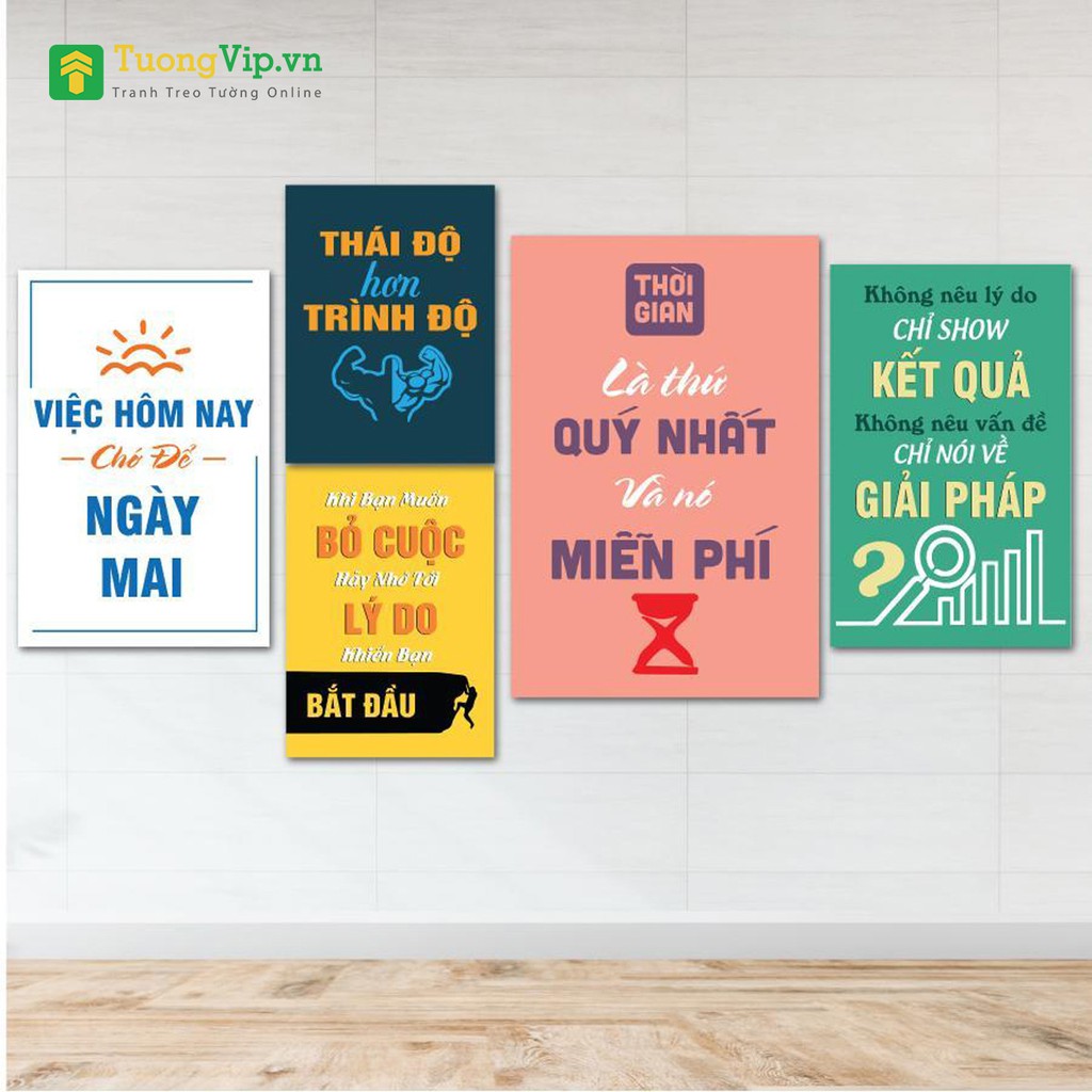 Tranh Laminate - Combo Tranh Treo Tường Văn Phòng, Slogan Tạo Động Lực 06 (Bộ 5 Tấm)