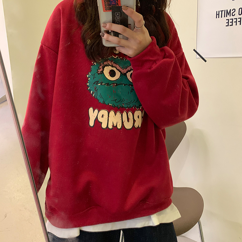 Áo Thun Mùa Đông Dáng Rộng In Hình Hoạt Hình Vui Nhộn Phong Cách Hàn Quốc Giản Dị Cho Nữ | BigBuy360 - bigbuy360.vn